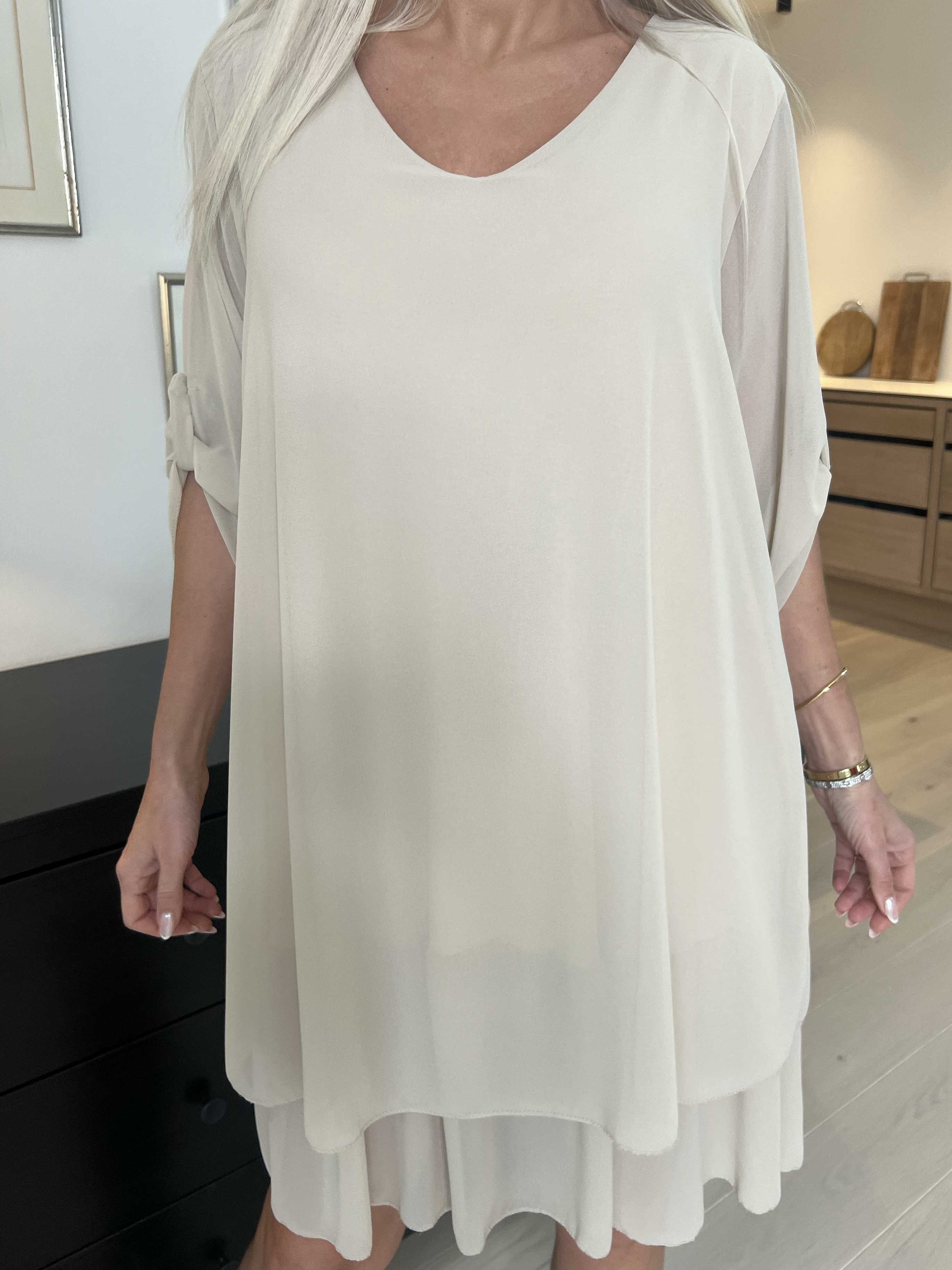 Jill - Chiffongtunika med underkjol i viskos